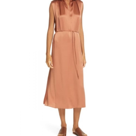 Vince Dresses & Skirts - SOLD Vince silk drape MIDI dress Auburn large NWT
